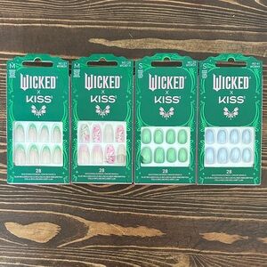 Kiss Wicked Press-On Nails - Pink, Green, Blue - 4 boxes/sets